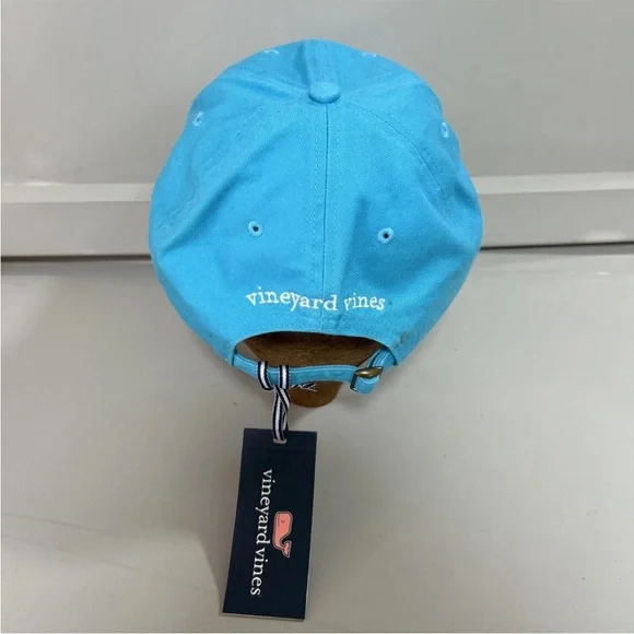 NWT Vineyard Vines Light Blue Adjustable Cotton Hat Embroidered Whale Logo OS - Picture 4 of 7